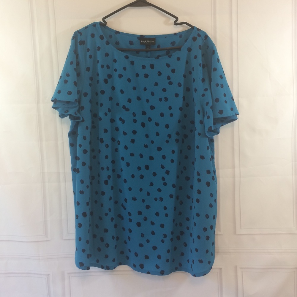 Lane Bryant Blue Polka Dot Blouse size 18